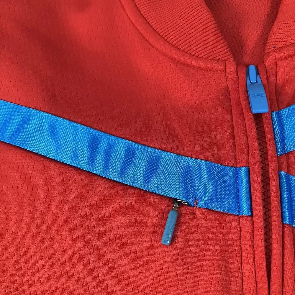 Under Armour Jacket Mens XL Red‎ Blue Full Zip Track Fleece Lined 1243201